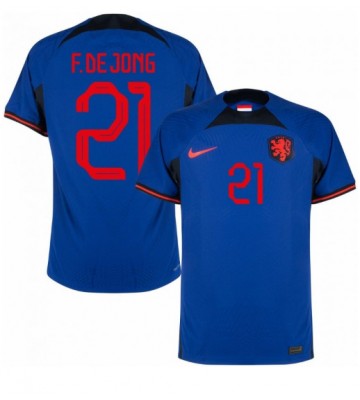 Lacne Muži Futbalové dres Holandsko Frenkie de Jong #21 MS 2022 Krátky Rukáv - Preč
